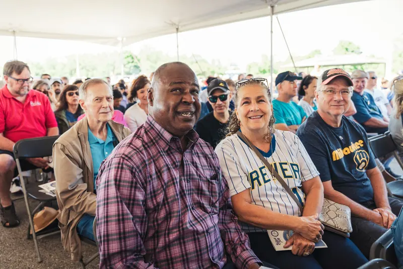 Guests seated together during Ballpark Day of Faith